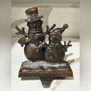Snowmen Metal Stocking Holder Christmas Holiday